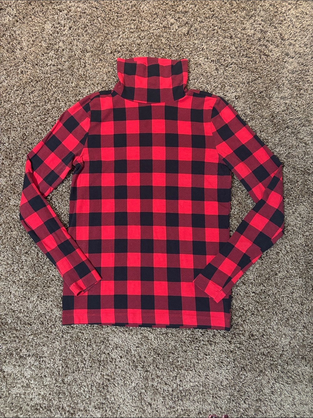 Buffalo Plaid Turtleneck Women’s Petite S Red Black Check